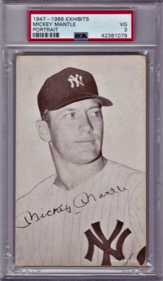 1947 - 1966 Exhibits Mickey Mantle Portrait Psa 3 Holder Rare Very Low Pop