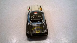 Vintage 1960s Tin Litho Police Car T.  N.  Toys Made In Japan