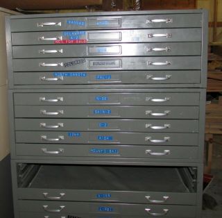 Small Size Flat File Blueprint Map Cabinets.  41 " X 28 " X 15 " O.  D.