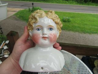 Large Antique Parian China Head Blonde 6 " Tall 5 " Across 3 1/4 " Front To Ba