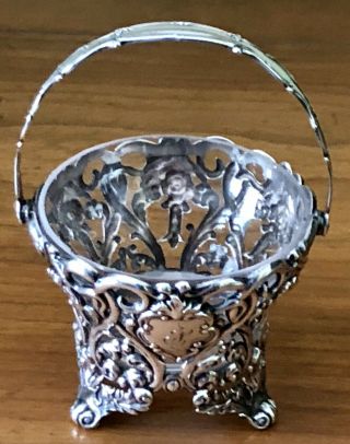 Antique Dominick & Haff Ornate Rococo Sterling Silver Handle Basket Glass Liner