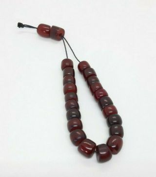 1940 - 1950 Antique Cherry Amber Faturan Bakelite Beads Prayer.