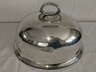 Gorgeous Large 11 3/4 " Silverplate Food Cloche Cover Dome Antique Mappin Webbs