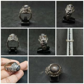 Solid Silver Unique Ring With Colour Banded Eye Agate Stone 128