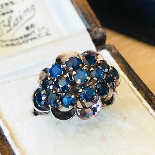 Vintage 18ct,  18k,  750 Gold Sapphire Cluster Bombe,  Statement,  Cocktail Ring