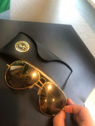 Vintage 1987 Ray - Ban B&l Gold The General 50th Anniversary Aviator (case) 62mm
