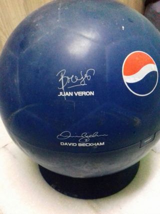 Vintage Pepsi Football Shape Portable Tv W Autograph Signatures Beckham Raul Etc