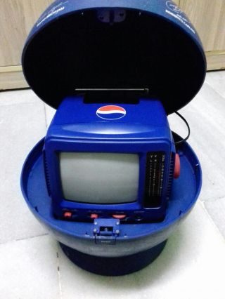 Vintage PEPSI Football Shape Portable Tv w Autograph Signatures BECKHAM RAUL etc 2