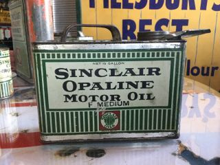Very Vintage Sinclair Opaline Motor Oil Pinstripe Half Gallon Can