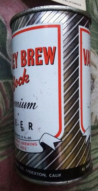 Valley Brew Bock Beer Flat Top Can Bank El Dorado Stockton CA EXTREMELY RARE 11