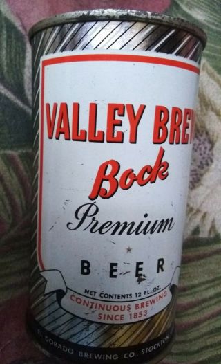 Valley Brew Bock Beer Flat Top Can Bank El Dorado Stockton CA EXTREMELY RARE 2