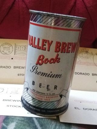 Valley Brew Bock Beer Flat Top Can Bank El Dorado Stockton CA EXTREMELY RARE 3