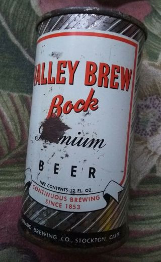 Valley Brew Bock Beer Flat Top Can Bank El Dorado Stockton CA EXTREMELY RARE 9