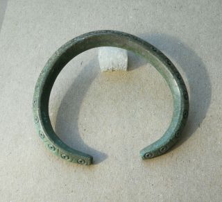 Ancient Viking bronze bracelet tracery with ornament SOLAR REALLY RARE TYPE 4