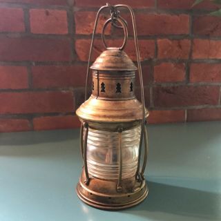 Antique Perko Anchor Marine Lantern 11 " H Brass & Glass Euc
