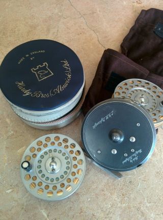 Hardy Lightweight Vintage Fly Reel And Case Extra Spool With Pouch