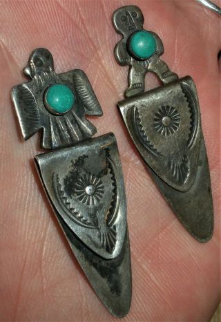 Antique C1930 Navajo Sterling Silver Turquoise Thunder Bird & Man Bookmarks Vafo