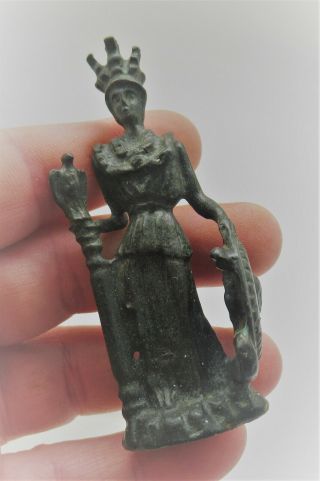 Rare Ancient Roman Bronze Statuette Of Bellona Female War God 200 - 300ad