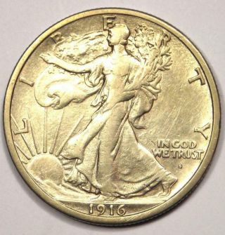 1916 - S Walking Liberty Half Dollar 50c Coin - Xf Details - Rare Date