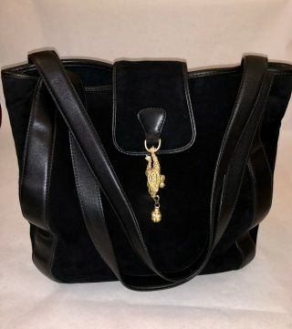 Kieselstein Cord Vintage Black Leather And Suede Messenger Bag