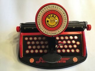Vintage Toy Litho Tin Metal Old Junior Dial Typewriter Marx With Oe Carton,