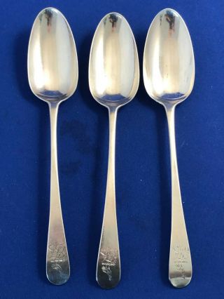 Set Of 3 Matching Georgian Sterling Silver Spoons Dated London 1778 165.  9 Grams