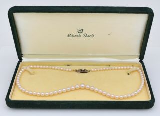 Vintage Mikimoto Graduating Akoya Pearl Strand Necklace 4mm - 7mm W/ Box