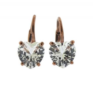 Dodo Amore 9k Rose Gold Synthetic White Sapphire Heart Earrings