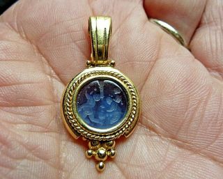 Vintage 14k Solid Gold Italy Art Glass Pendant Enhancer 6.  1 Grams