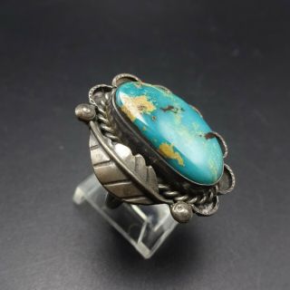 Classic Vintage NAVAJO Sterling Silver and BLUE GEM TURQUOISE RING size 7 4