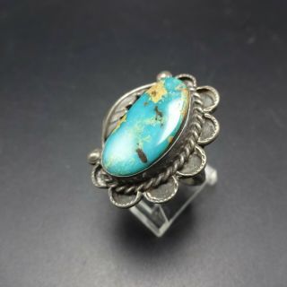 Classic Vintage NAVAJO Sterling Silver and BLUE GEM TURQUOISE RING size 7 5