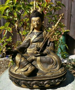 Estate Old Chinese 15th Ming Gold Gilt Carved Buddha Tibet Nepal Asian China