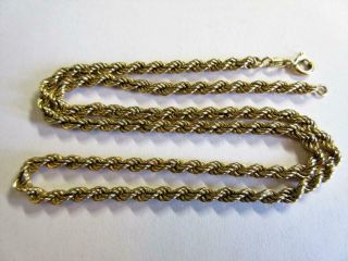 Vintage Solid 9ct Gold 19 Inch Long Twist Link Necklace,  Chain - 5.  4g