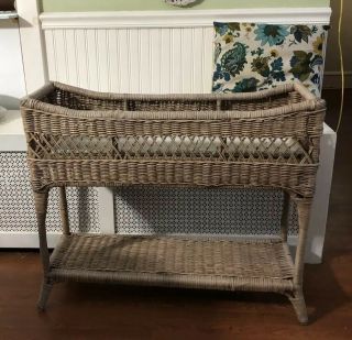 Vintage Antique Wicker Plant Stand 23” Long