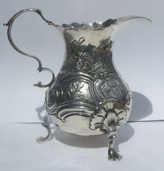 Fine George Ii English Silver Cream Jug C.  1758