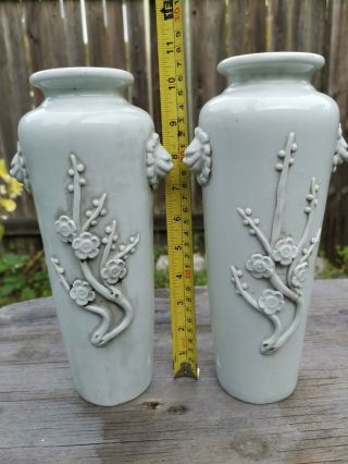 From Old Estate Antique Chinese Ming 2 X Dehua White Porcelain Vases Asian China 12