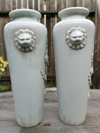 From Old Estate Antique Chinese Ming 2 X Dehua White Porcelain Vases Asian China 2