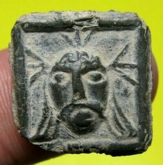 Spanish Medieval Amulet Medal? Ihs & Face Of Jesus Pendant 14 - 15th.  C