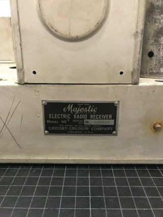 Vintage Grigsby - Grunow Majestic Electric Radio Receiver Model 90 w/Tubes 2