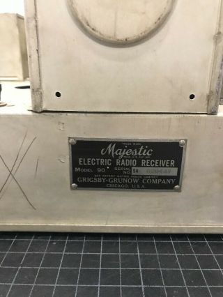 Vintage Grigsby - Grunow Majestic Electric Radio Receiver Model 90 w/Tubes 3