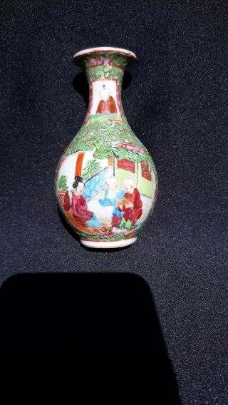 Antique Chinese Rose Mandarin Mini Vase possible 19th century 4