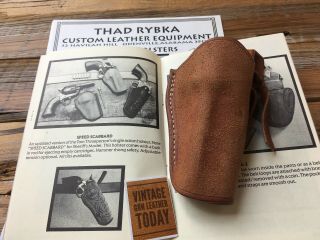 Vintage Thad Rybka Brown Leather Holster For 3 1/2 " Saa Revolver