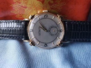Vintage Solid 14K Gold Lecoultre Art Deco men ' s watch,  rare midsize 2