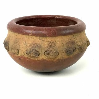 Pre - Columbian Pottery Bowl Turtle Heads Motif