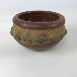 Pre - Columbian Pottery Bowl Turtle Heads Motif 6