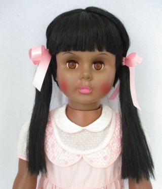 Vintage 35” Uneeda Patti Playpal Type Doll Black African American 1960