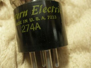 WESTERN ELECTRIC 274A RECTIFIER VACUUM TUBE,  1972 VINTAGE,  GO 3