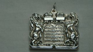 Vintage Henryk Winograd Judaica Pure 999 Silver Ten Commandments Pendant - 17.  7 Gr