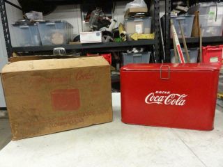 Vintage Coca Cola Slim Airline Picnic Cooler Chest Progress Coke Soda Rc