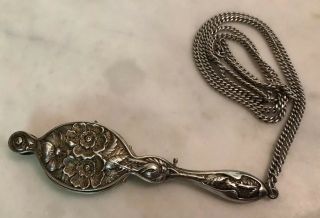 Antique Sterling Silver Flower Repousse Lorgnette Folding Opera Glasses 56.  5g